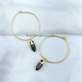Smoky Quartz Earring | Gold Electroplated Earring | Dangle Earring | Pencil Cut Smoky Quartz Handmade Natural Gemstone Earrings